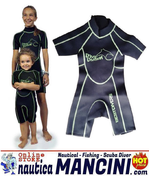 Muta Shorty Bambini Piscina Snorkeling Surf Swim 2,5mm Tg. 4 per Altezza 120/130cm