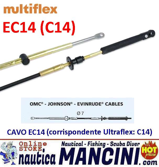 Cavo MULTIFLEX per Controllo Motore mod. EC14 da 12 ft / 3.66 mt (corrispondente Ultraflex: C14)
