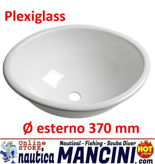 Lavello / Lavandino Plexiglass Ovale Esterno 370 x 290 mm