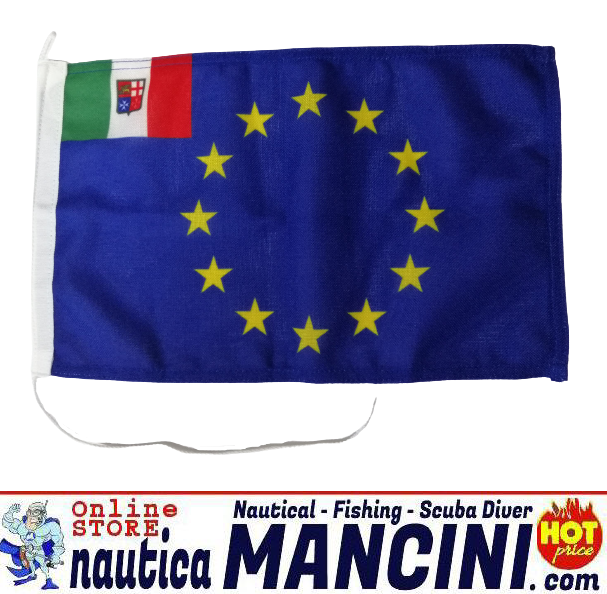 Bandiera Europea in Stoffa Stamigna di Poliestere 30x45 cm + Italia