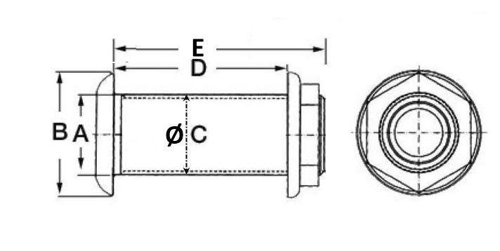 Scarico a Mare Boccola Nylon Ø 22x 78mm Foro 30mm Nero