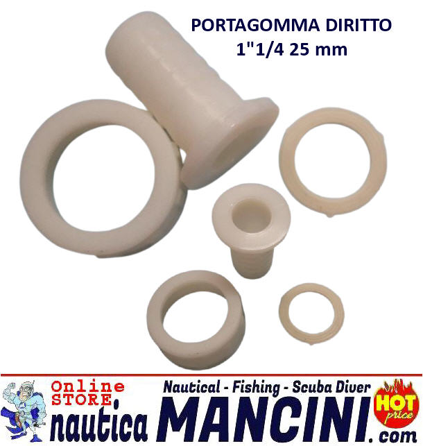 Portagomma Nylon con Ghiera Diritto (e) filetto 1 1/4 x Ø 25 mm