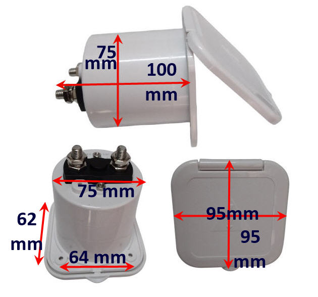 Staccabatteria ad incasso 100 Amp con Box contenitore Ø 75mm Profondita 100mm