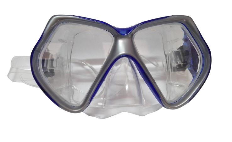 Maschera Adulto SATURNO Bioculare Silicone Trasparente Blu