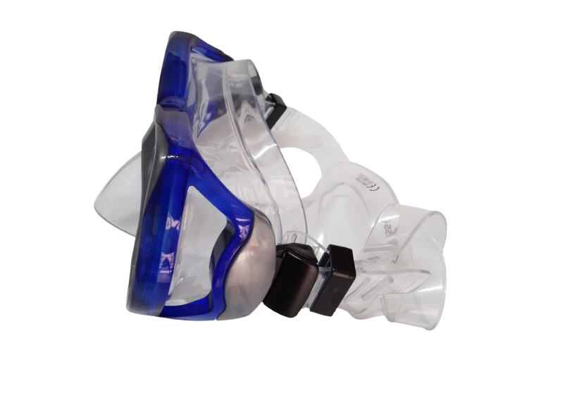 Maschera Adulto SATURNO Bioculare Silicone Trasparente Blu