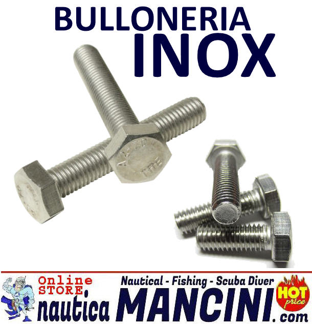 Bulloneria e Viteria INOX A2 - Bullone (Perno - Vite) Testa Esagonale 8x 20 - BS 5PZ