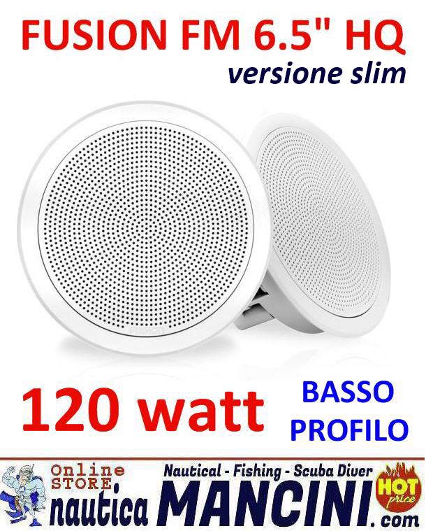 Altoparlanti/Casse WaterProof 2 Vie 120W - Diametro 157mm - Versione Slim - Alta Qualità HQ - Dustproof - FUSION FM-F65RW 6.5"